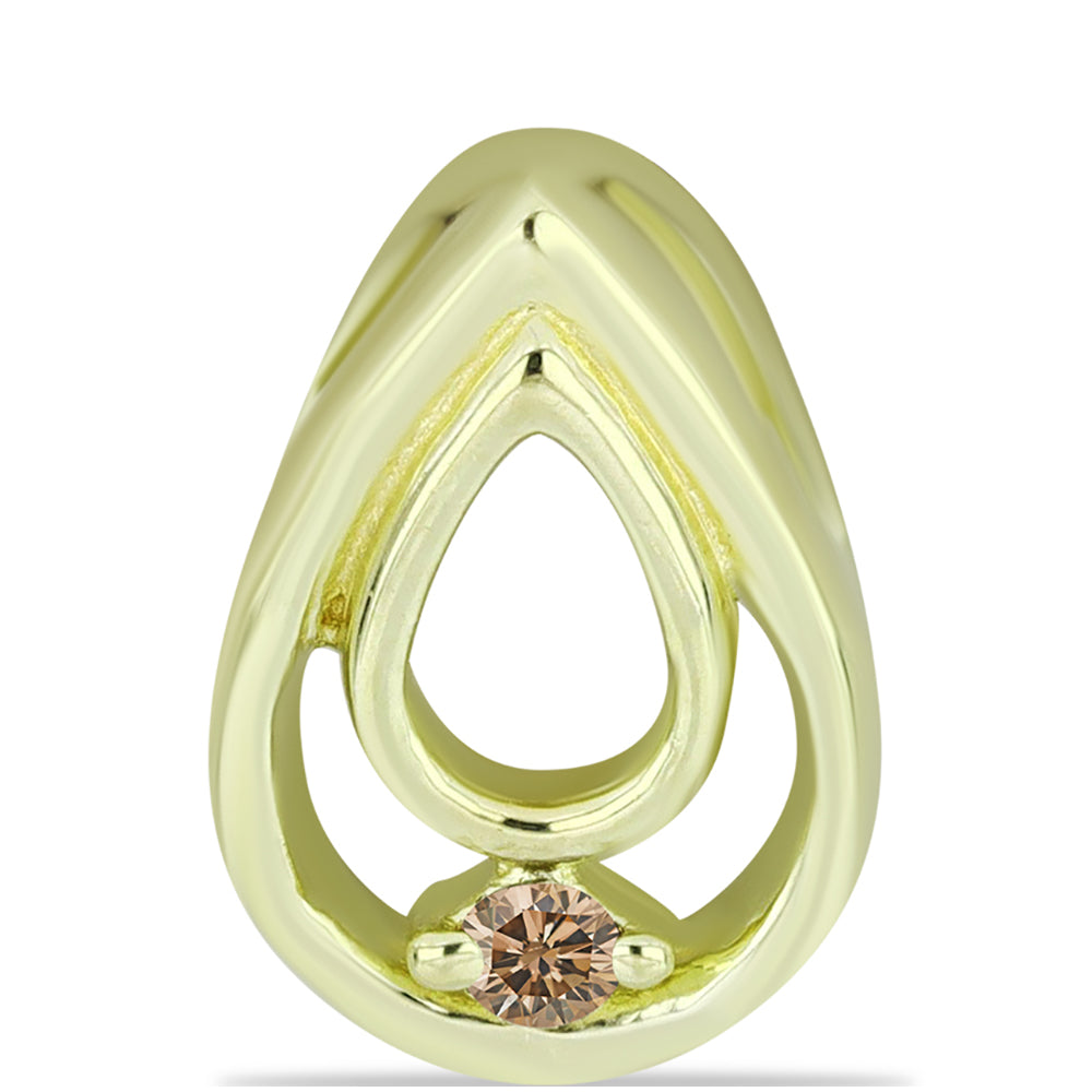 Pozlacené Stříbro 925/1000 - Přívěsek s Champagne Diamantem - Karátové číslo: 0.01. přibližná hmotnost: 0.44 gramů 1 