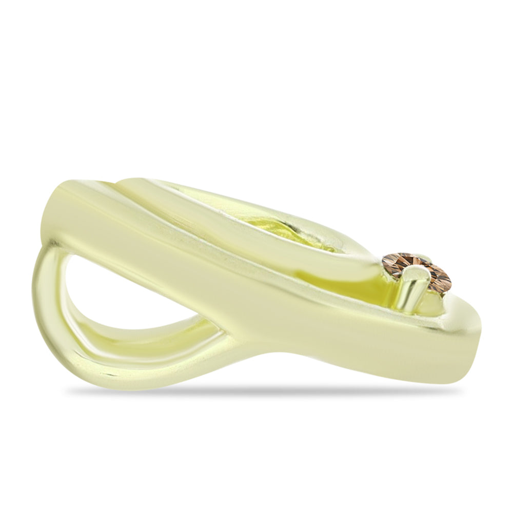 Pozlacené Stříbro 925/1000 - Přívěsek s Champagne Diamantem - Karátové číslo: 0.01. přibližná hmotnost: 0.44 gramů 2 