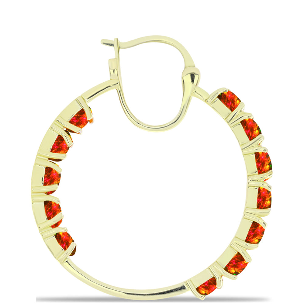 Pozlacené Stříbro 925/1000 - Náušnice s Americkým Ohnivým Opálem - Karátové číslo: 2.95. přibližná hmotnost: 6.93 gramů 2 