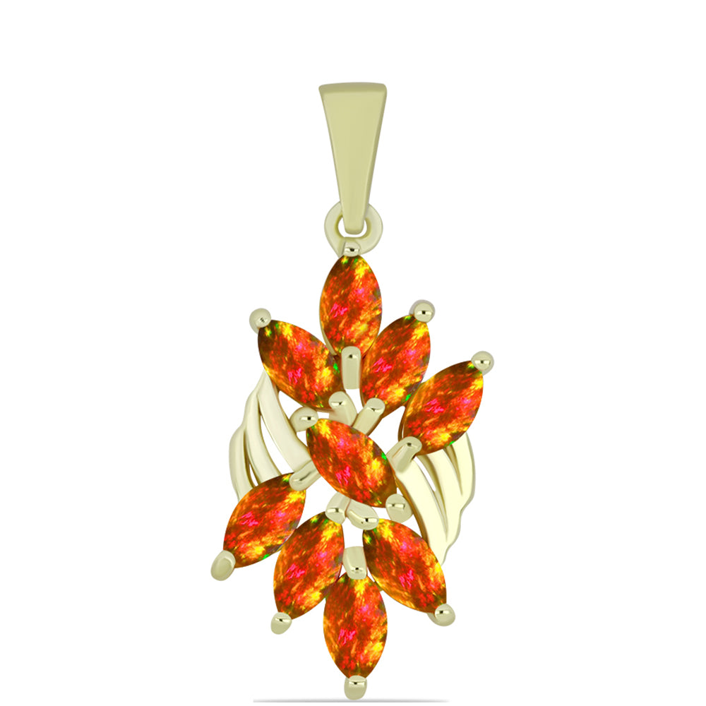 Pozlacené Stříbro 925/1000 - Přívěsek s Americkým Ohnivým Opálem - Karátové číslo: 1.35. přibližná hmotnost: 2.68 gramů 1 