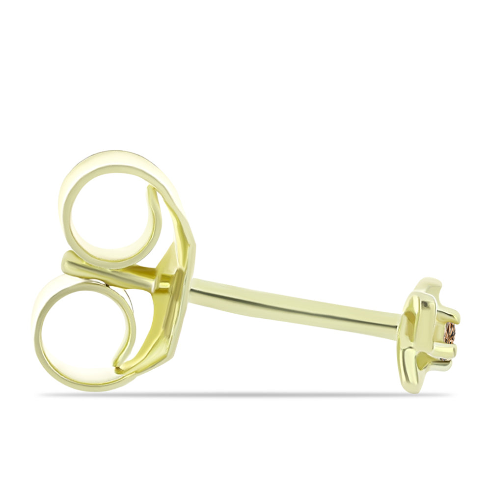 Pozlacené Stříbro 925/1000 - Náušnice s Champagne Diamantem - Karátové číslo: 0.02. přibližná hmotnost: 0.6 gramů 2 