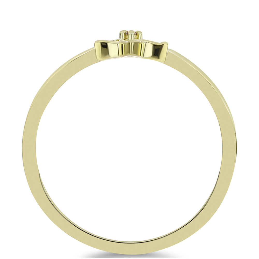 Pozlacené Stříbro 925/1000 - Prsten s Champagne Diamantem - Karátové číslo: 0.01. přibližná hmotnost: 1.68 gramů