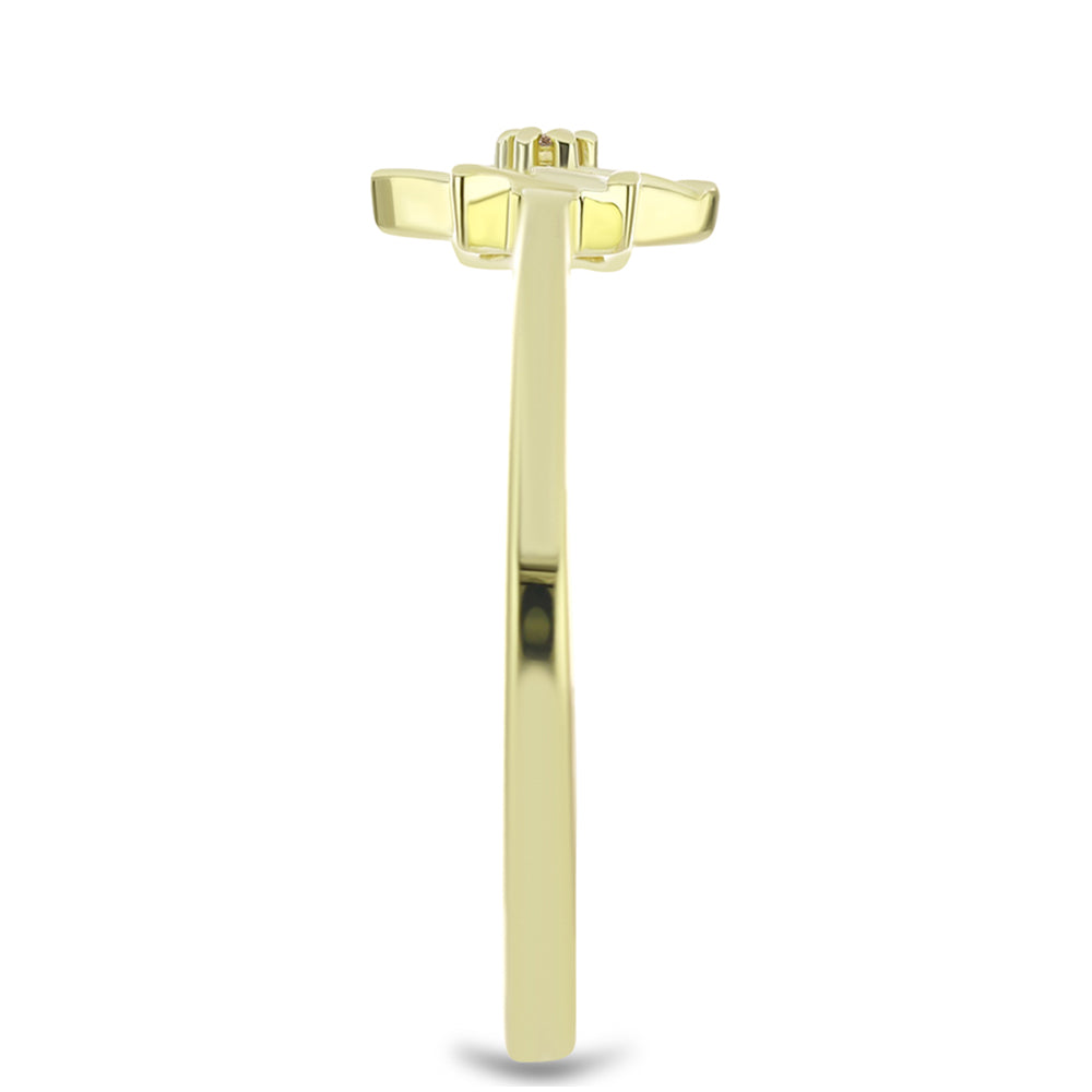 Pozlacené Stříbro 925/1000 - Prsten s Champagne Diamantem - Karátové číslo: 0.01. přibližná hmotnost: 1.68 gramů