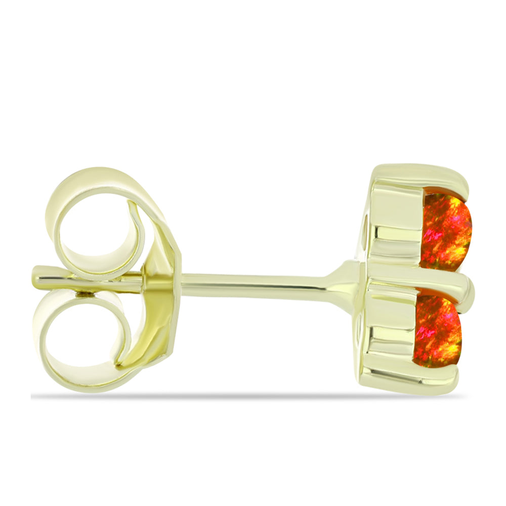 Pozlacené Stříbro 925/1000 - Náušnice s Americkým Ohnivým Opálem - Karátové číslo: 0.52. přibližná hmotnost: 1.6 gramů 2 