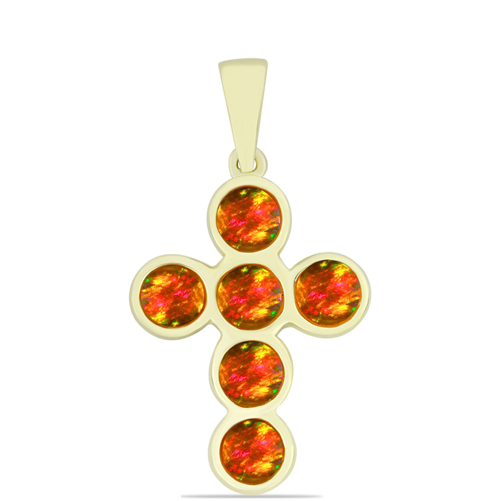 Pozlacené Stříbro 925/1000 - Přívěsek s Americkým Ohnivým Opálem - Karátové číslo: 1.16. přibližná hmotnost: 3 gramů 1 