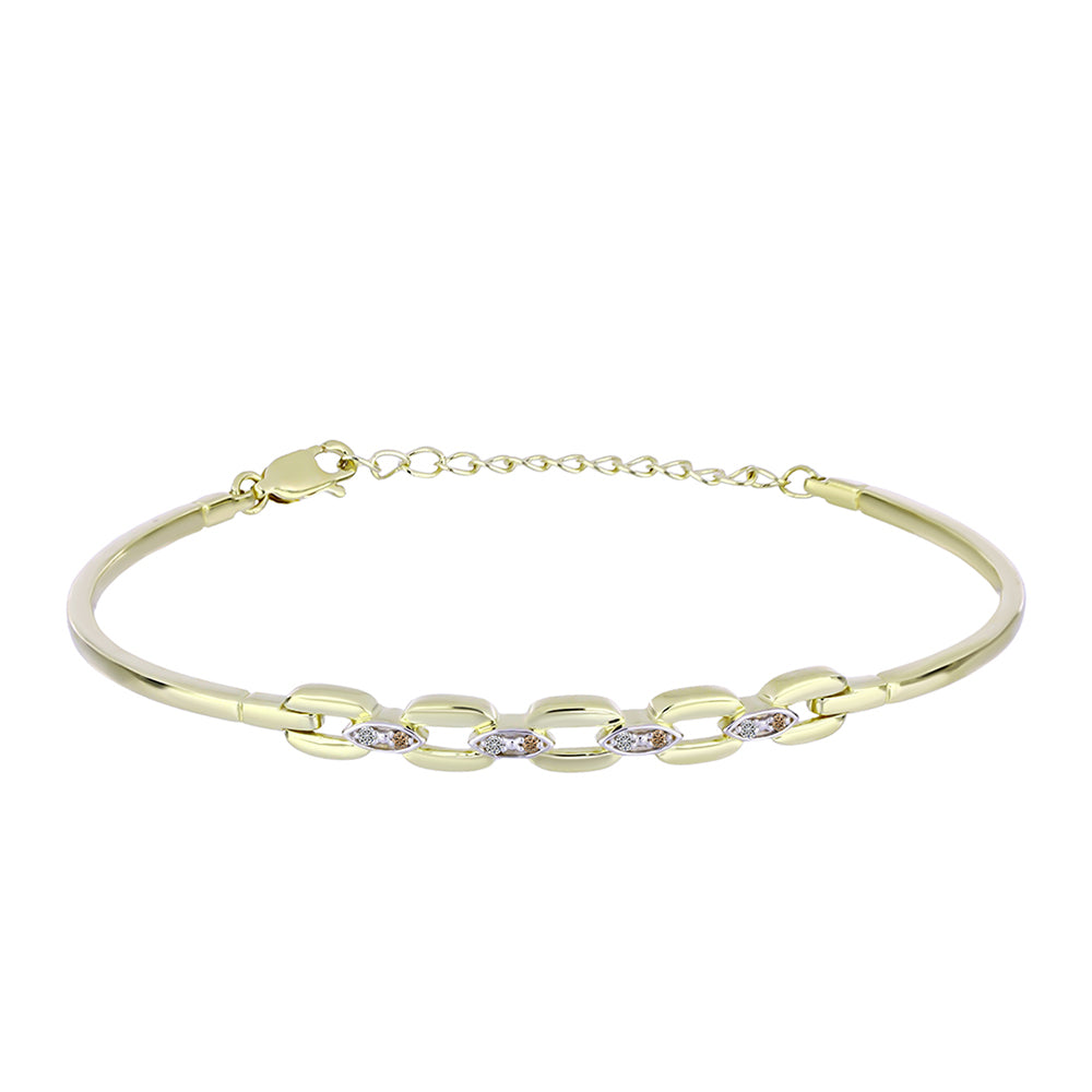 Pozlacené Stříbro 925/1000 - Náramek s Champagne Diamantem a Bílým Diamantem - Karátové číslo: 0.06. přibližná hmotnost: 8.98 gramů