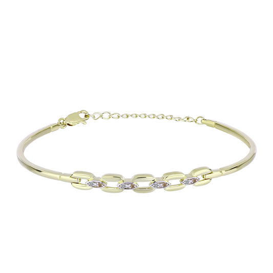 Pozlacené Stříbro 925/1000 - Náramek s Champagne Diamantem a Bílým Diamantem - Karátové číslo: 0.06. přibližná hmotnost: 8.98 gramů