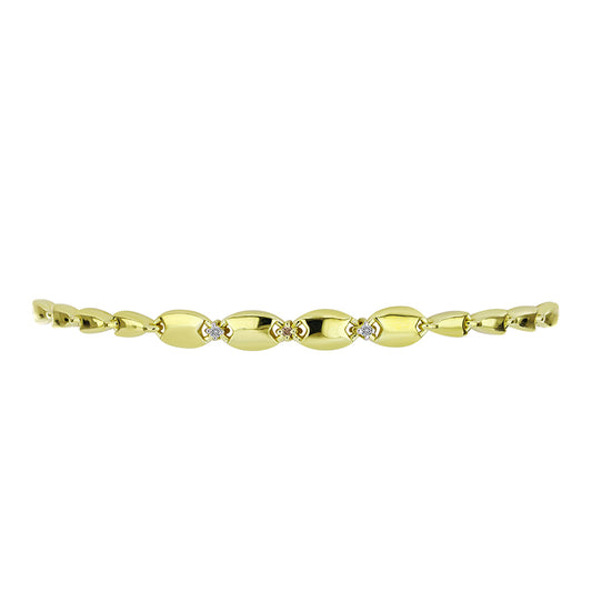 Pozlacené Stříbro 925/1000 - Náramek s Champagne Diamantem a Bílým Diamantem - Karátové číslo: 0.04. přibližná hmotnost: 7.15 gramů