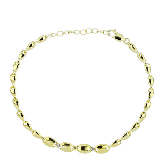 Pozlacené Stříbro 925/1000 - Náramek s Champagne Diamantem a Bílým Diamantem - Karátové číslo: 0.04. přibližná hmotnost: 7.15 gramů