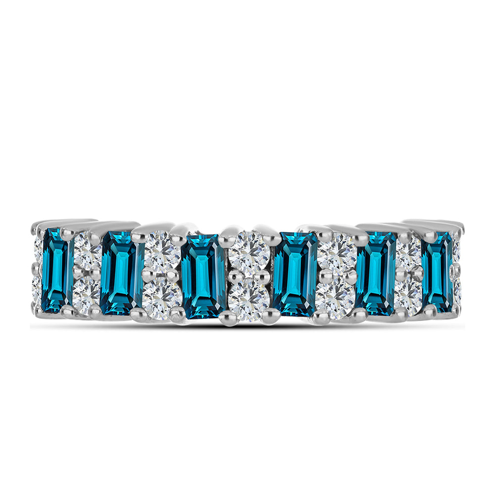 Stříbrný Prsten s Londýnským Modrým Topazem a Bílým Topazem 1 