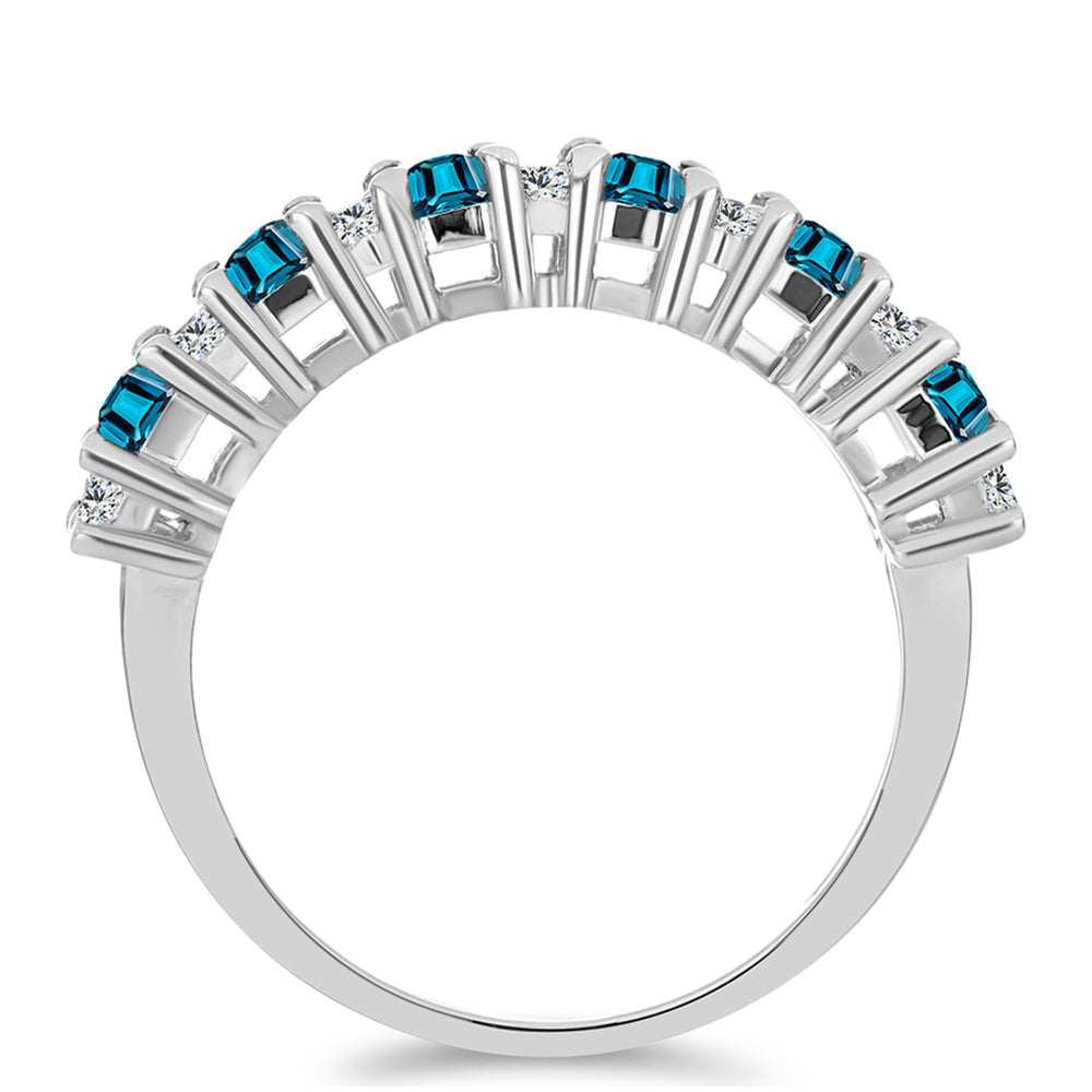 Stříbrný Prsten s Londýnským Modrým Topazem a Bílým Topazem