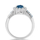 Stříbrný Prsten s Londýnským Modrým Topazem a Bílým Topazem