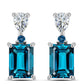 Stříbrné Náušnice s Londýnským Modrým Topazem a Bílým Topazem