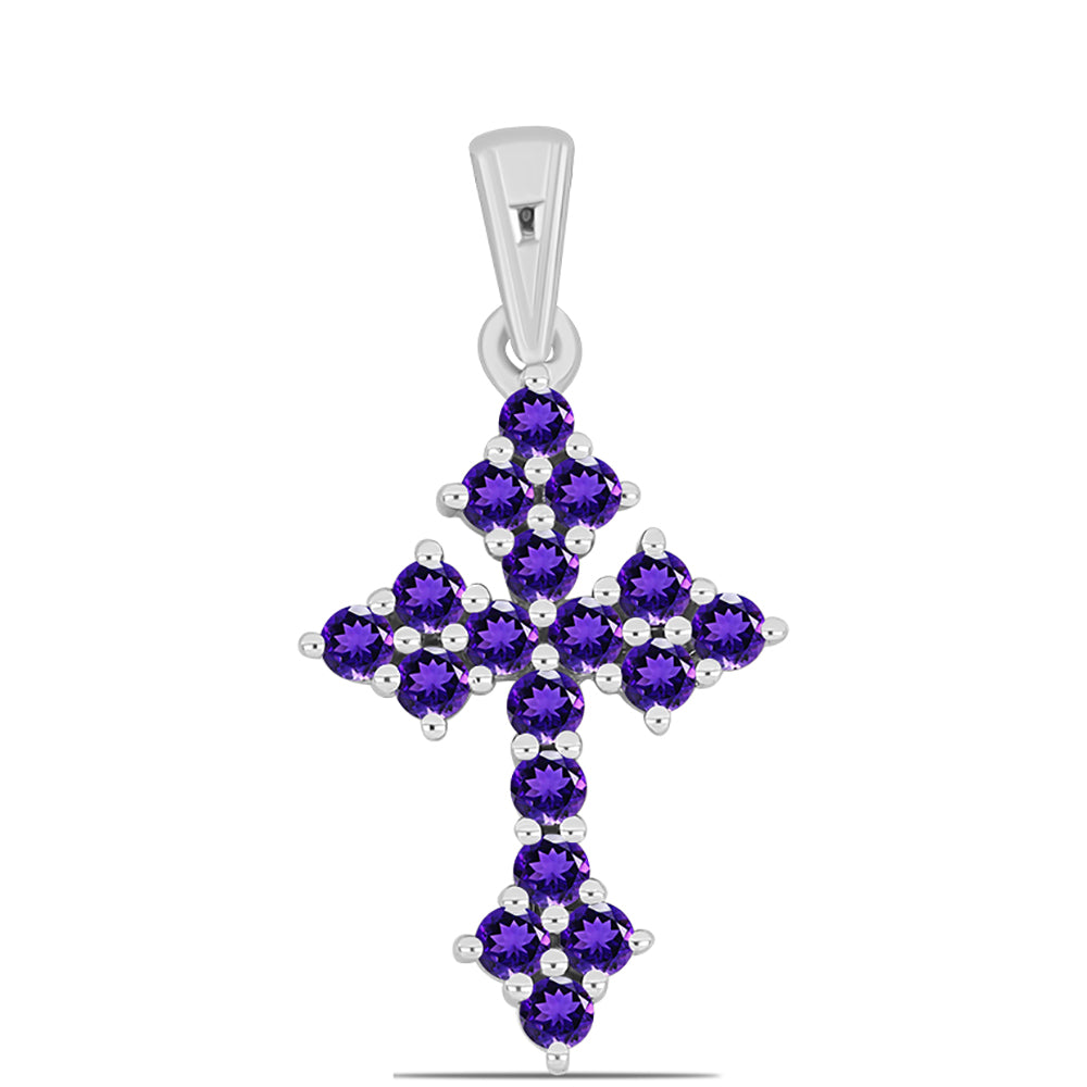 Kříž Stříbrný Přívěsek s Marockým Ametystem