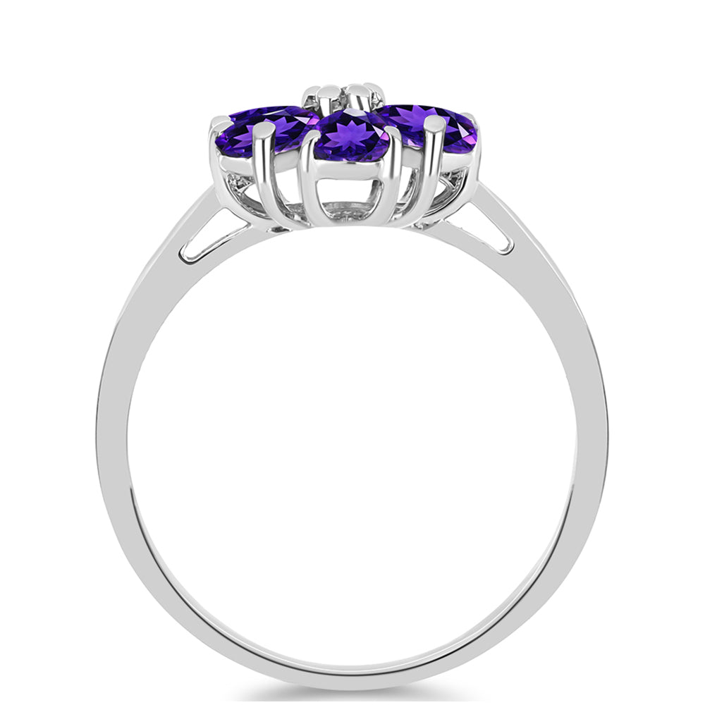 Stříbro 925/1000 - Prsten s Marockým Ametystem a Bílým Topazem - Karátové číslo: 1.19. přibližná hmotnost: 2.57 gramů 2 