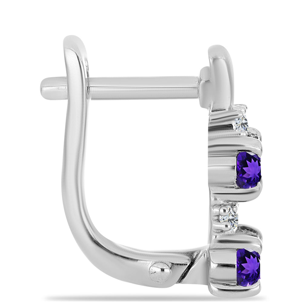Stříbrné Náušnice s Marockým Ametystem a Bílým Topazem