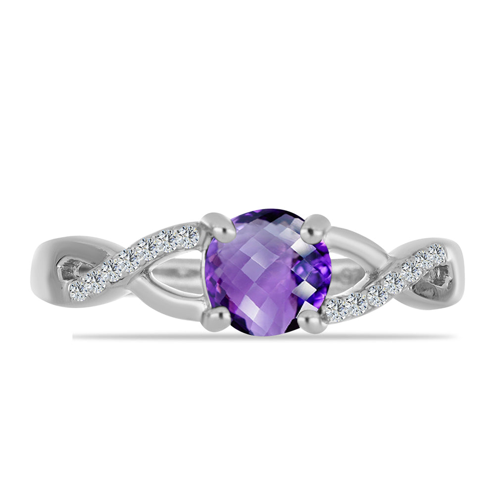 Stříbro 925/1000 Prsten s Marockým Ametystem a Bílým Topazem - Karátové číslo: 0.84. přibližná hmotnost: 2.37 gramů 1 