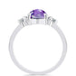 Stříbro 925/1000 Prsten s Marockým Ametystem a Bílým Topazem - Karátové číslo: 1.87. přibližná hmotnost: 2.73 gramů
