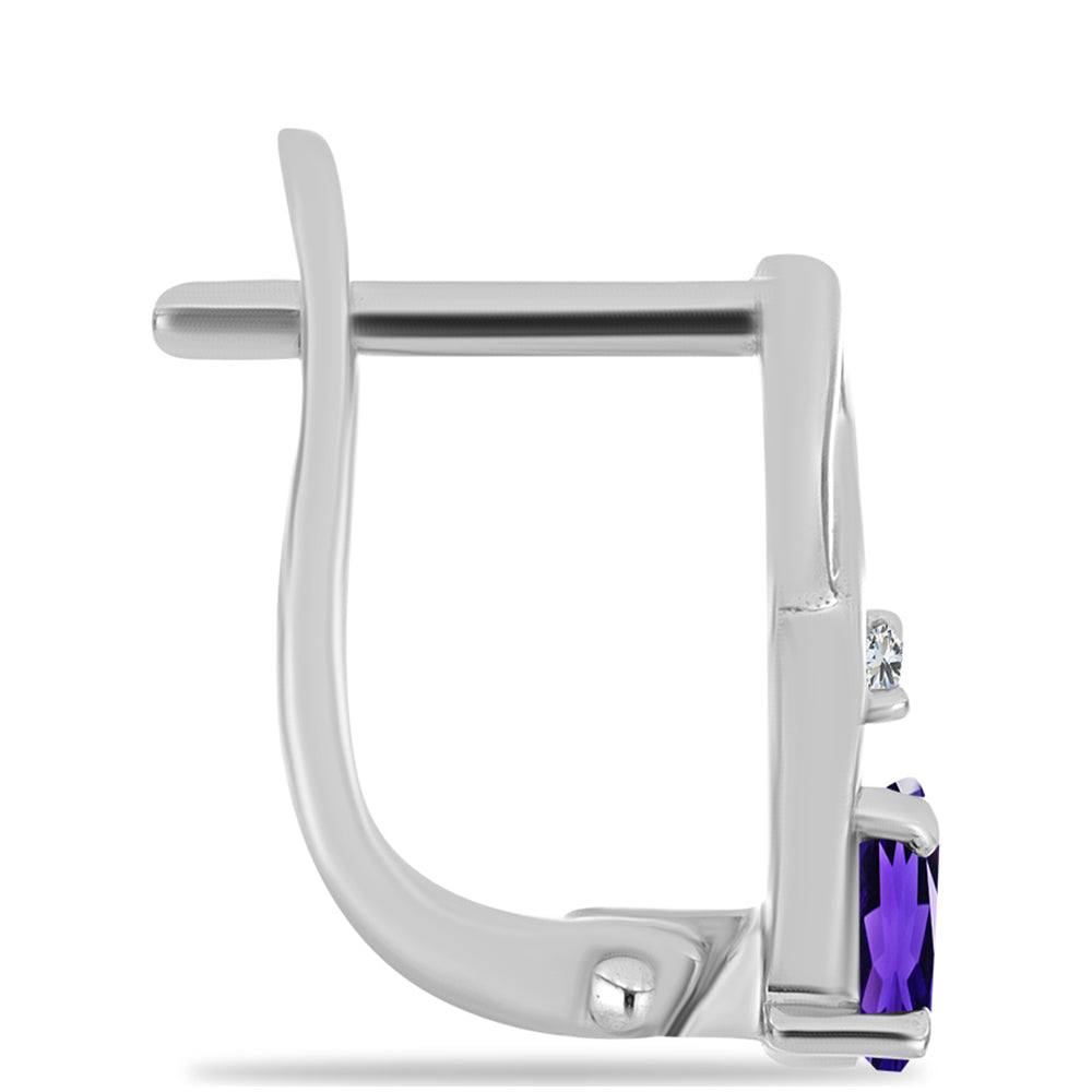 Stříbro 925/1000 - Náušnice s Marockým Ametystem a Bílým Topazem - Karátové číslo: 0.41. přibližná hmotnost: 2.52 gramů 2 