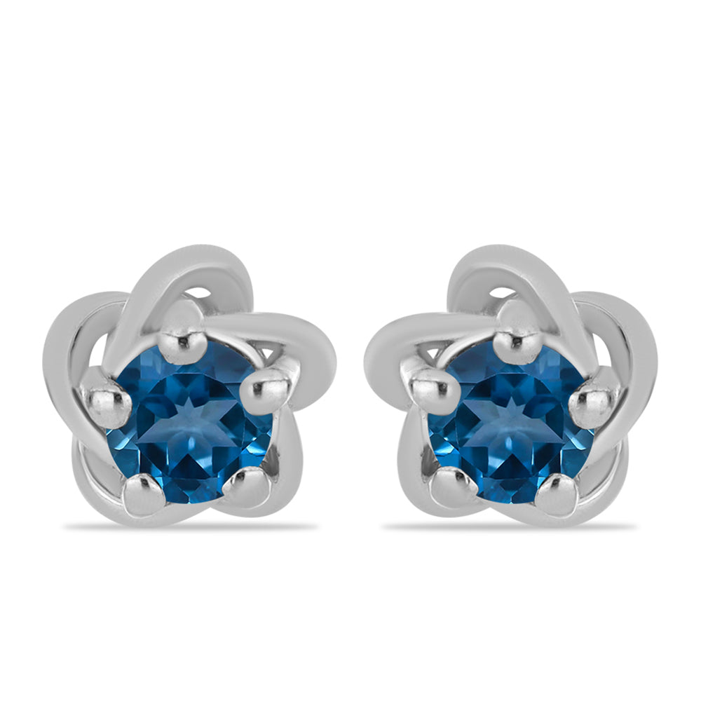 Stříbro 925/1000 - Náušnice s Londýnským Modrým Topazem - Karátové číslo: 0.63. přibližná hmotnost: 1.32 gramů 1 
