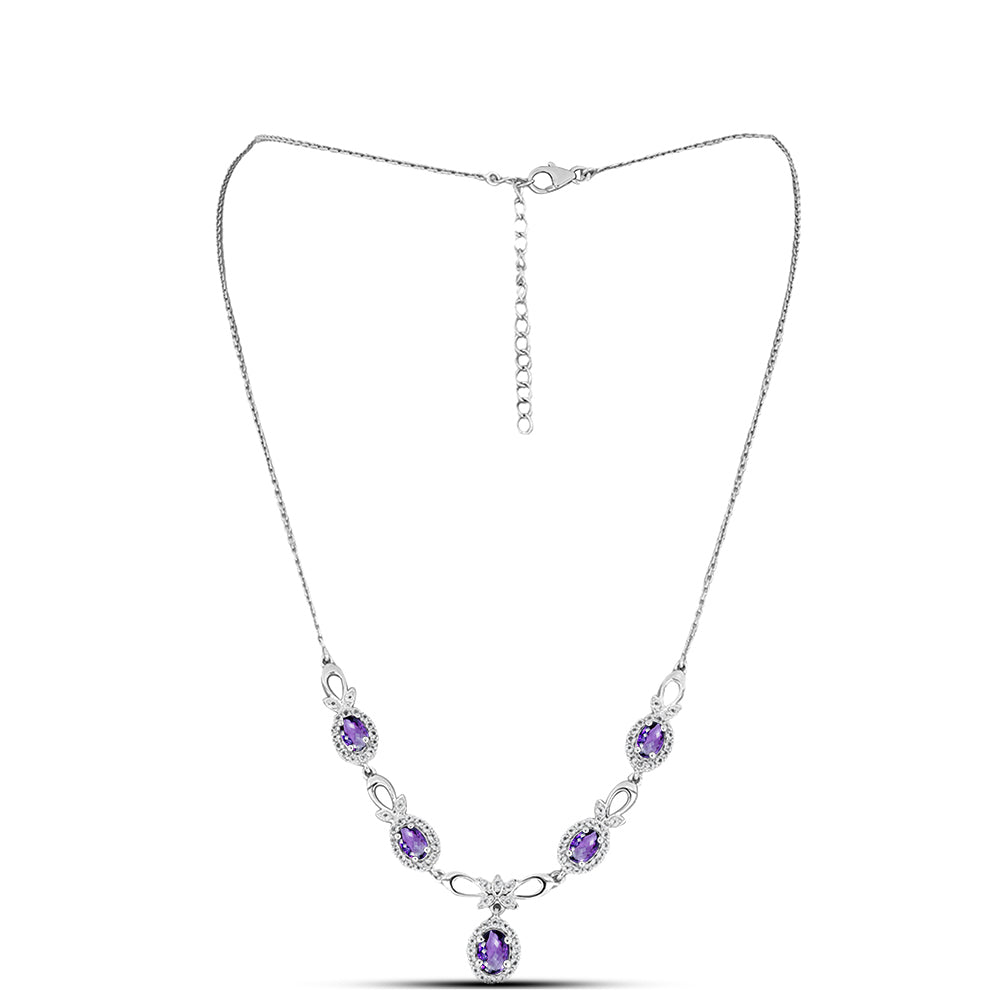 Stříbrný Náhrdelník s Marockým Ametystem a Bílým Topazem 1 