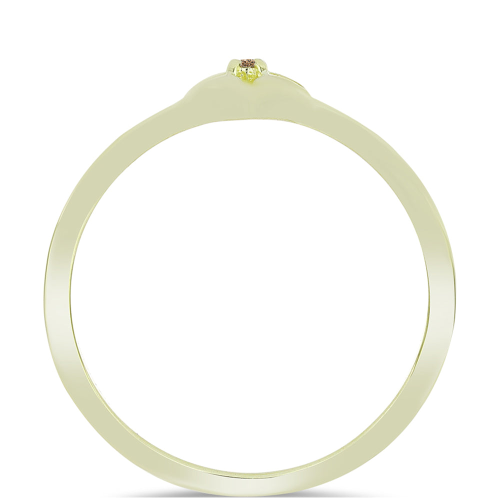 Pozlacené Stříbro 925/1000 - Prsten s Champagne Diamantem - Karátové číslo: 0.02. přibližná hmotnost: 1.45 gramů 2 