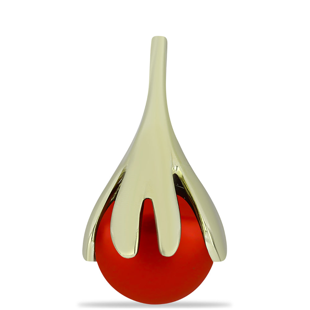Pozlacené Stříbro 925/1000 - Přívěsek s Červená sladkovodní Perlou - Karátové číslo: 5.44. přibližná hmotnost: 2.68 gramů