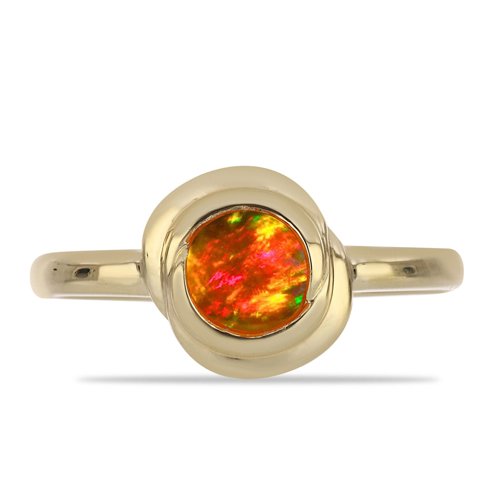 Pozlacené Stříbro 925/1000 - Prsten s Americkým Ohnivým Opálem - Karátové číslo: 0.35. přibližná hmotnost: 2.33 gramů 1 
