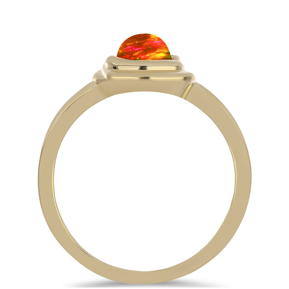 Pozlacené Stříbro 925/1000 - Prsten s Americkým Ohnivým Opálem - Karátové číslo: 0.35. přibližná hmotnost: 2.33 gramů 2 