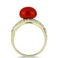 Pozlacený Stříbrný Prsten s Červená sladkovodní Perlou a Bílým Topazem