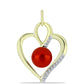 Pozlacené Stříbro 925/1000 - Přívěsek s Červená sladkovodní Perlou a Bílým Topazem - Karátové číslo: 2.43. přibližná hmotnost: 2.85 gramů