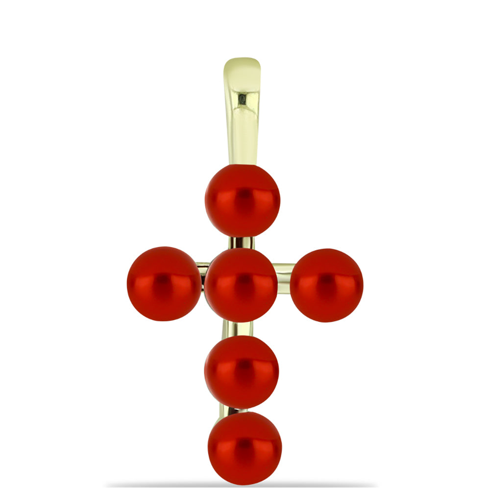 Pozlacené Stříbro 925/1000 - Přívěsek s Červená sladkovodní Perlou - Karátové číslo: 2.51. přibližná hmotnost: 1.64 gramů 1 