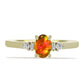 Pozlacené Stříbro 925/1000 - Prsten s Americkým Ohnivým Opálem a Bílým Zirkonem - Karátové číslo: 0.59. přibližná hmotnost: 2.21 gramů