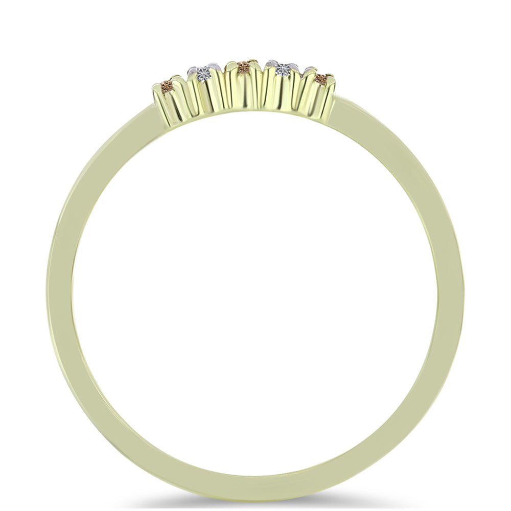 Pozlacený Stříbrný Prsten s Champagne Diamantem a Bílým Diamantem