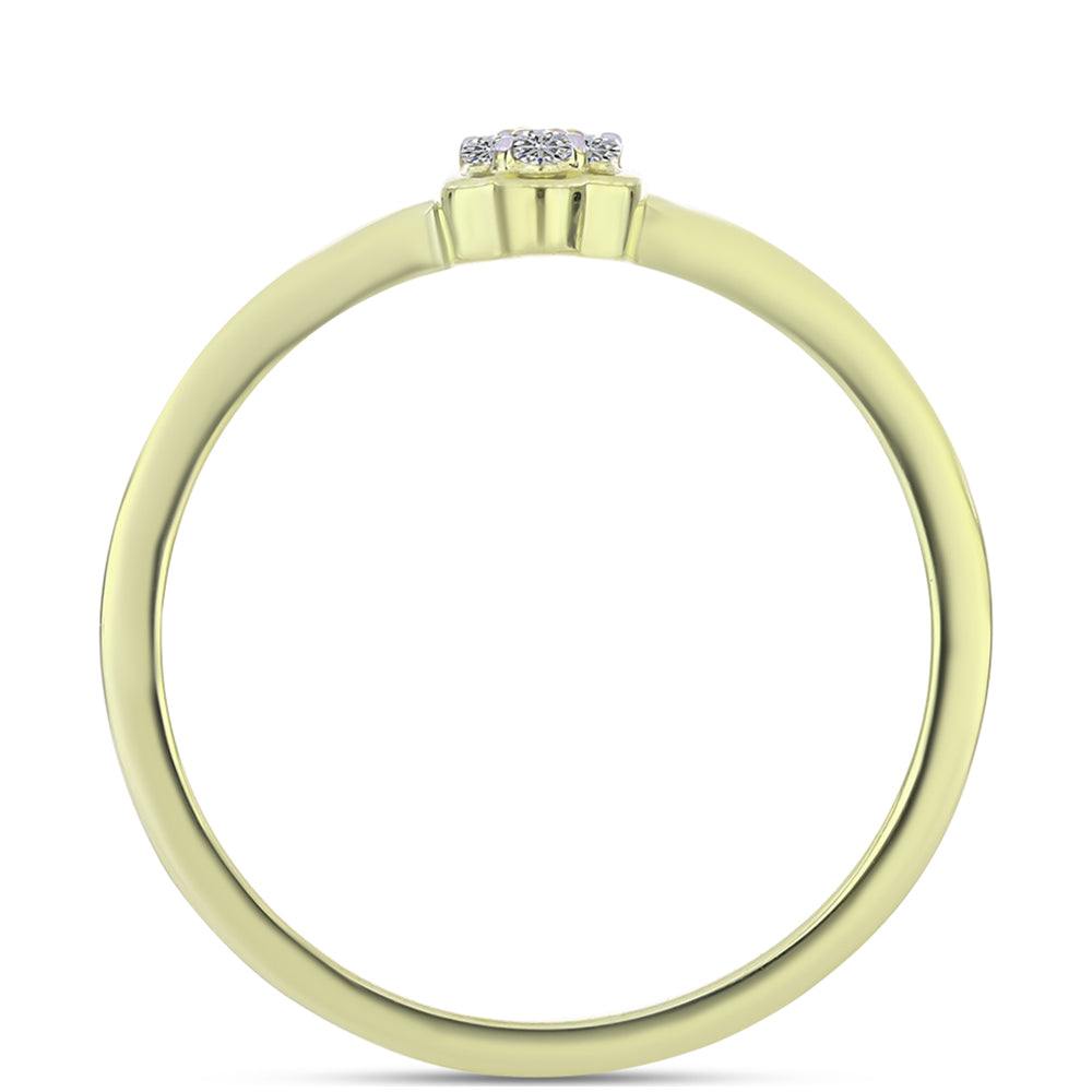 Pozlacené Stříbro 925/1000 - Prsten s Champagne Diamantem a Bílým Diamantem - Karátové číslo: 0.07. přibližná hmotnost: 1.87 gramů