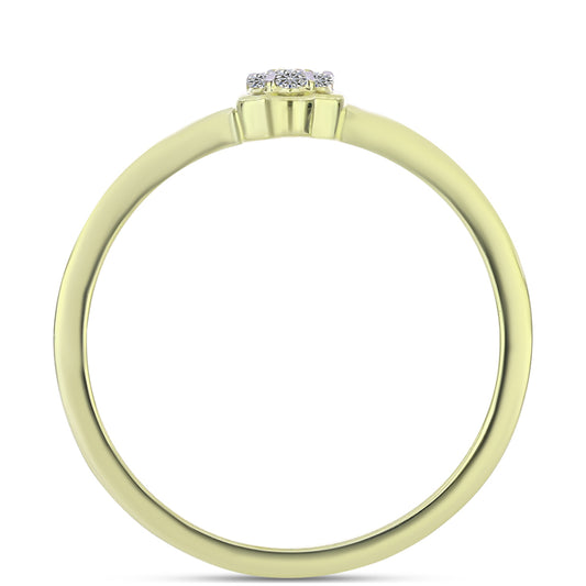 Pozlacené Stříbro 925/1000 - Prsten s Champagne Diamantem a Bílým Diamantem - Karátové číslo: 0.07. přibližná hmotnost: 1.87 gramů