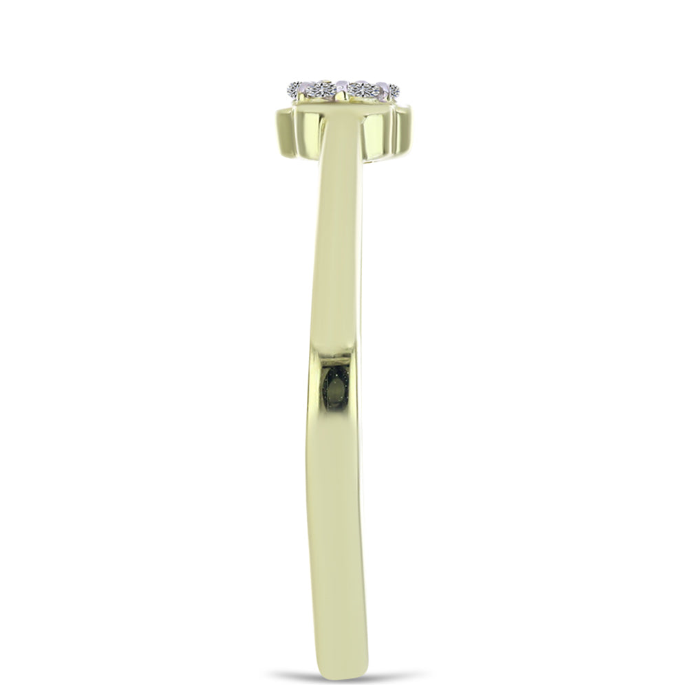 Pozlacené Stříbro 925/1000 - Prsten s Champagne Diamantem a Bílým Diamantem - Karátové číslo: 0.07. přibližná hmotnost: 1.87 gramů