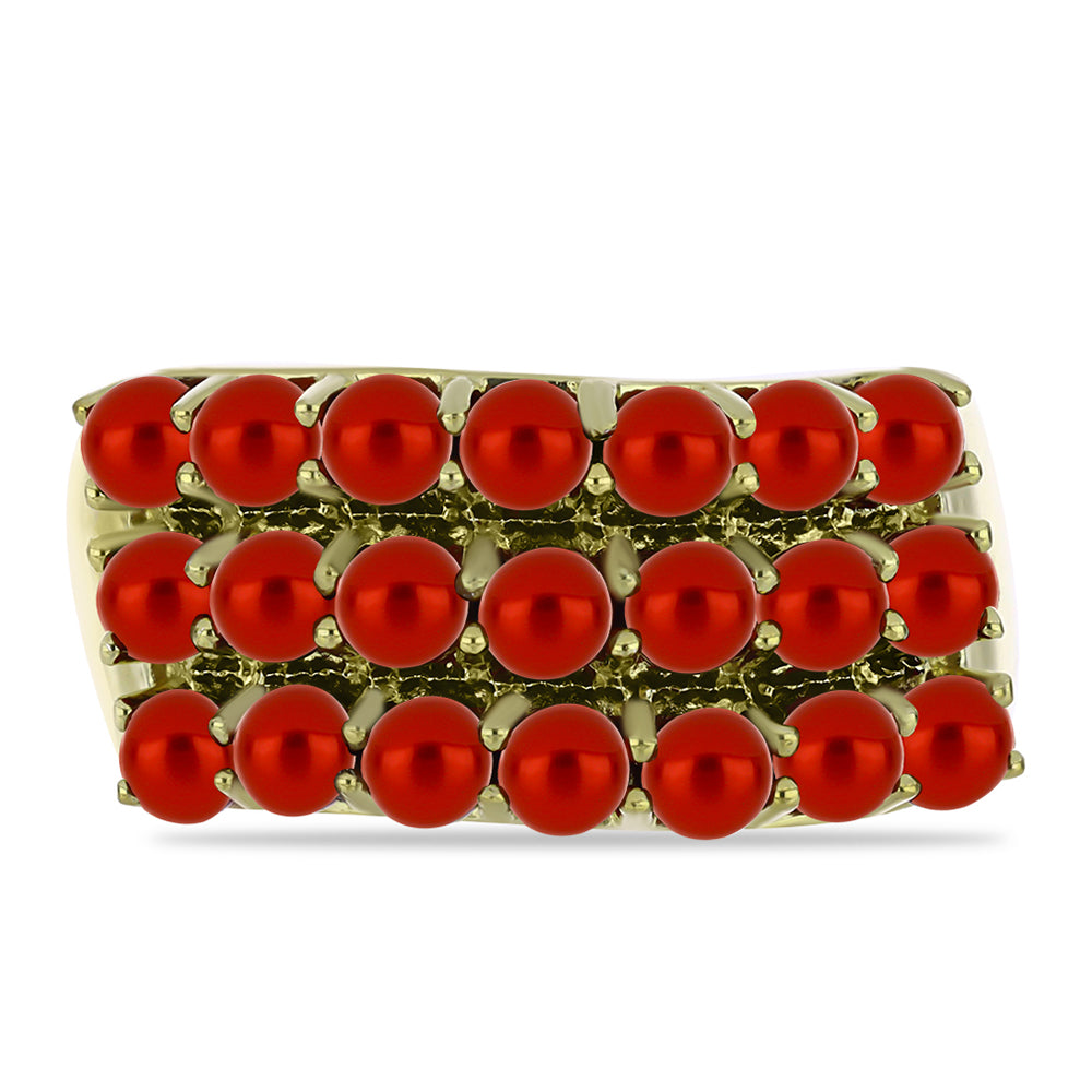 Pozlacený Stříbrný Prsten s Červená sladkovodní Perlou