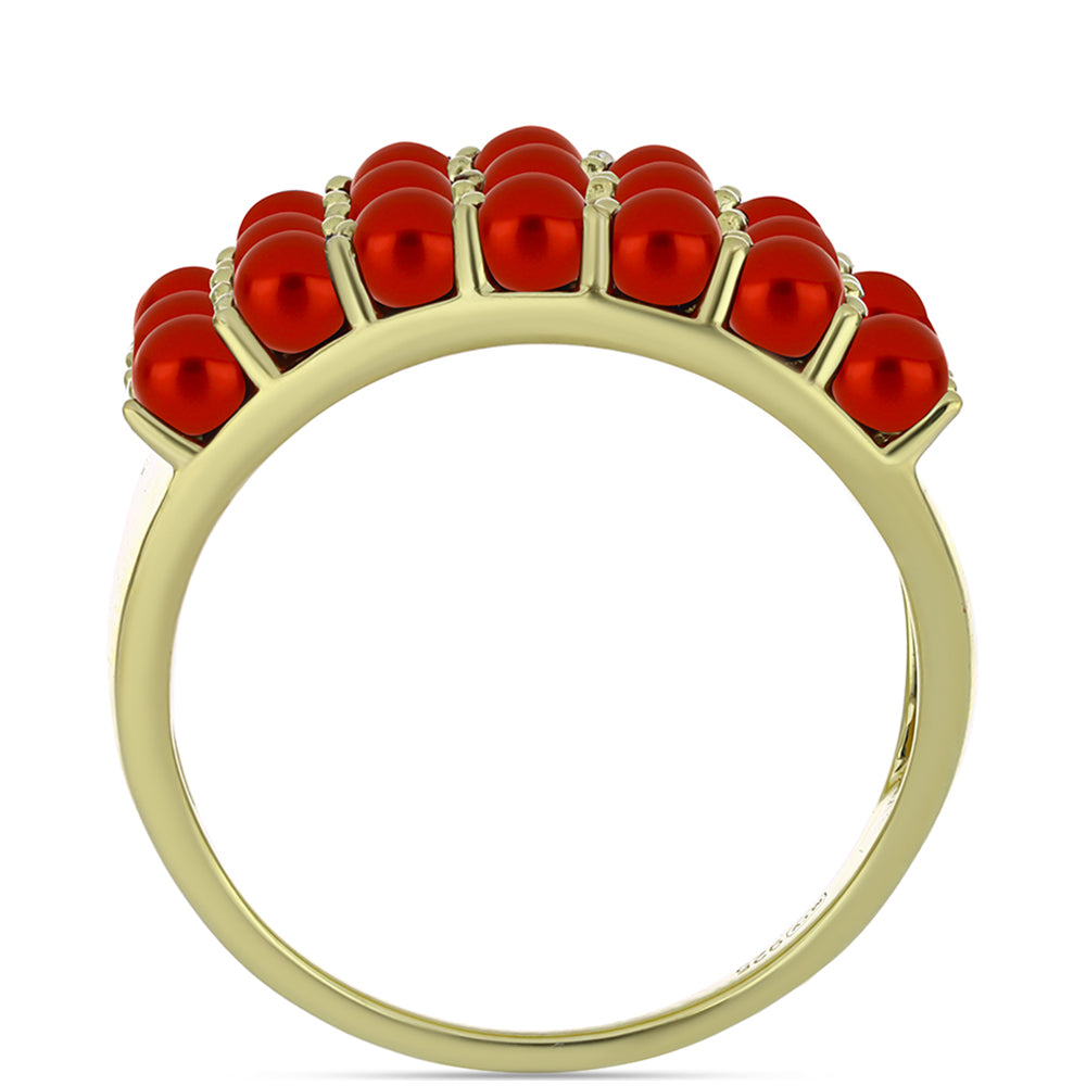Pozlacený Stříbrný Prsten s Červená sladkovodní Perlou