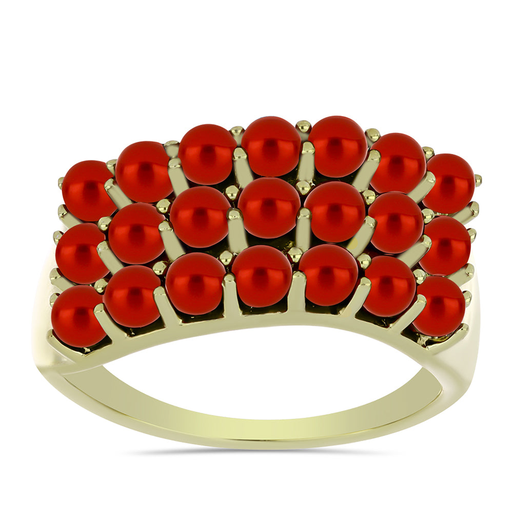Pozlacený Stříbrný Prsten s Červená sladkovodní Perlou