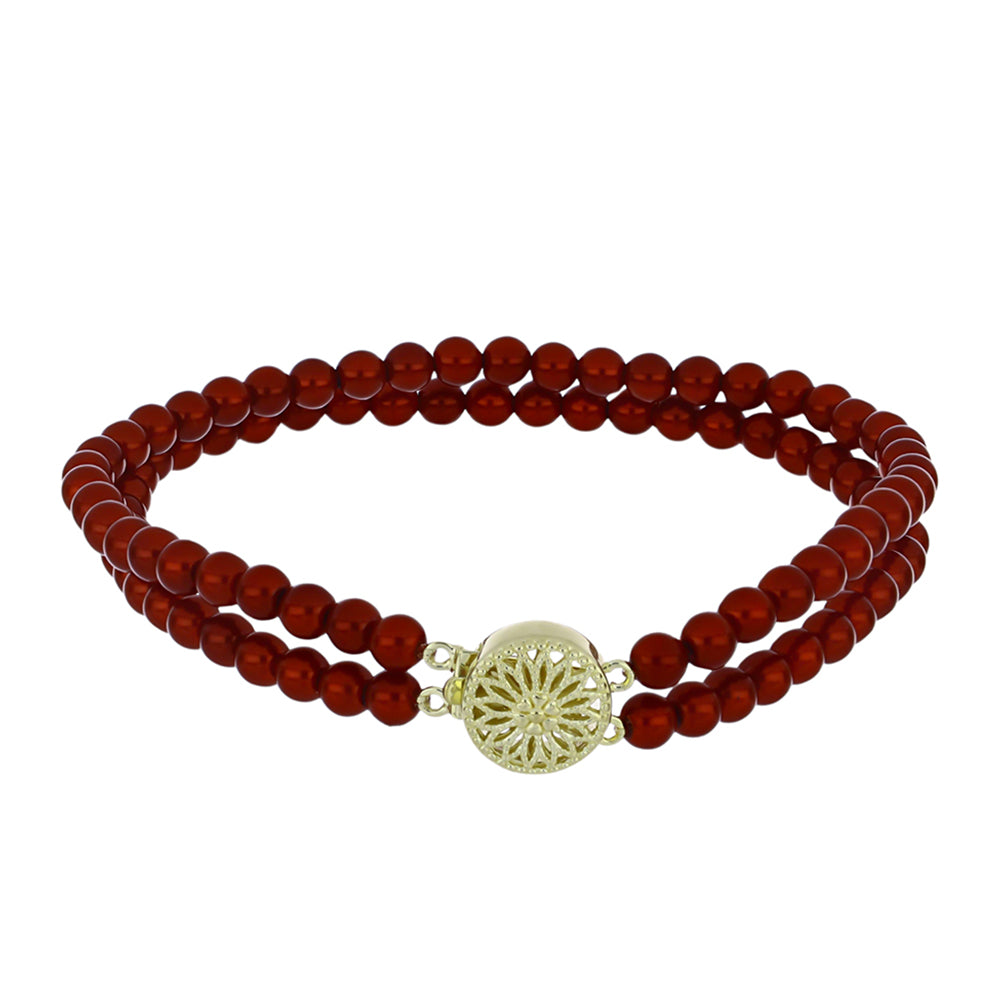 Pozlacené Stříbro 925/1000 - Náramek s Červená sladkovodní Perlou - Karátové číslo: 38.71. přibližná hmotnost: 9.95 gramů 1 