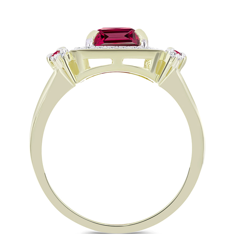 Pozlacené Stříbro 925/1000 - Prsten s Madagaskarským Rubínem a Bílým Topazem - Karátové číslo: 2.62. přibližná hmotnost: 4.6 gramů 2 