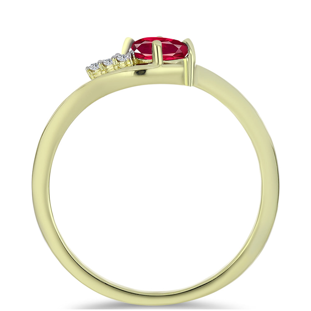 Pozlacené Stříbro 925/1000 - Prsten s Madagaskarským Rubínem a Bílým Topazem - Karátové číslo: 0.83. přibližná hmotnost: 2.19 gramů