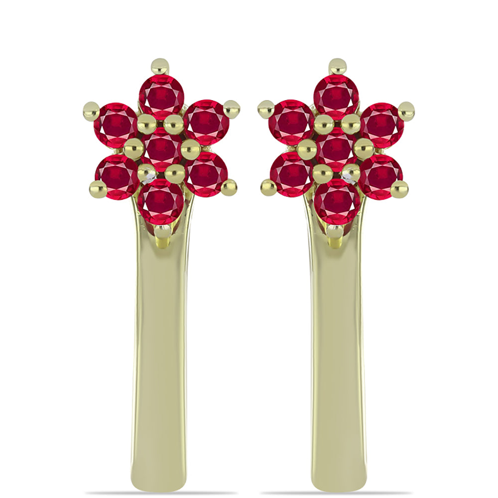 Pozlacené Stříbro 925/1000 - Sada s Madagaskarským Rubínem a Brazilským Smaragdem - Karátové číslo: 2.19. přibližná hmotnost: 6.64 gramů ( Náušnice ) 2 