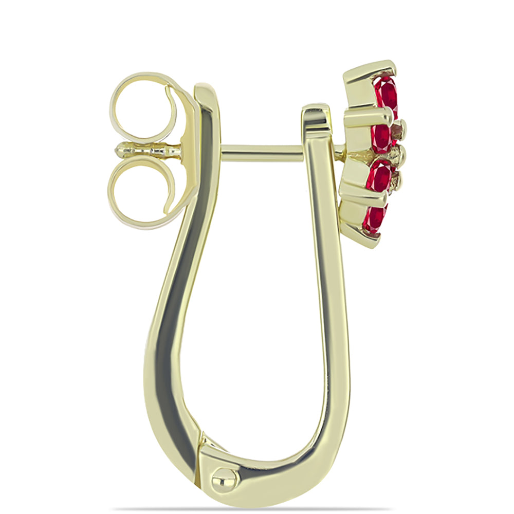 Pozlacené Stříbro 925/1000 - Sada s Madagaskarským Rubínem a Brazilským Smaragdem - Karátové číslo: 2.19. přibližná hmotnost: 6.64 gramů ( Náušnice )