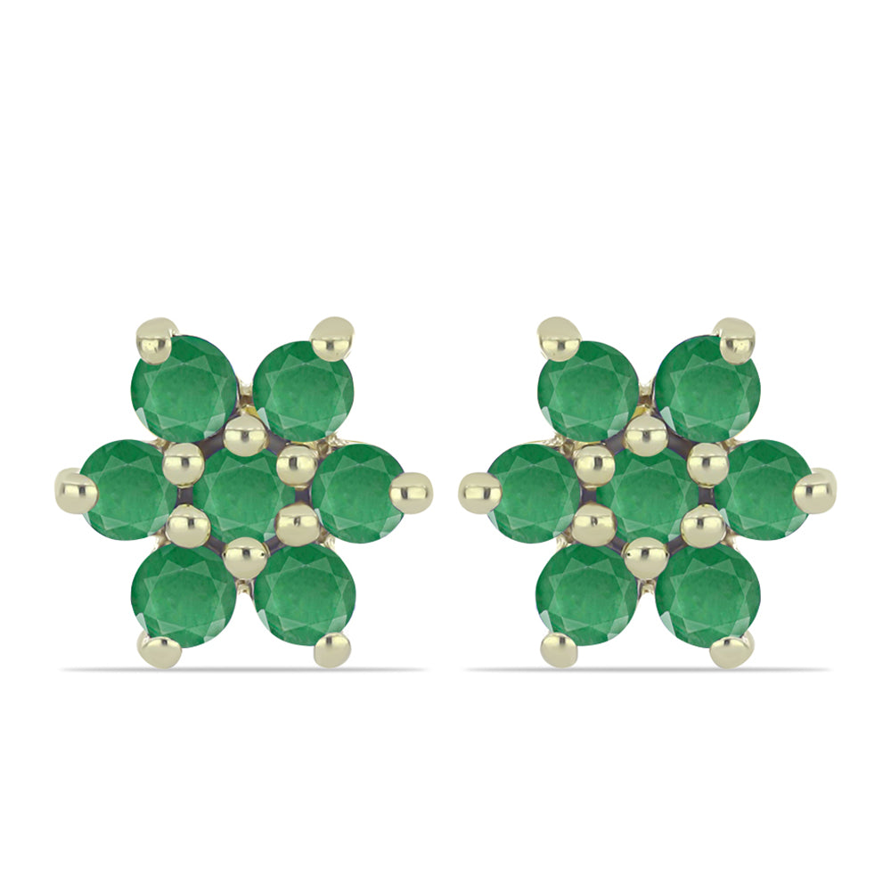 Pozlacené Stříbro 925/1000 - Sada s Madagaskarským Rubínem a Brazilským Smaragdem - Karátové číslo: 2.19. přibližná hmotnost: 6.64 gramů ( Náušnice )