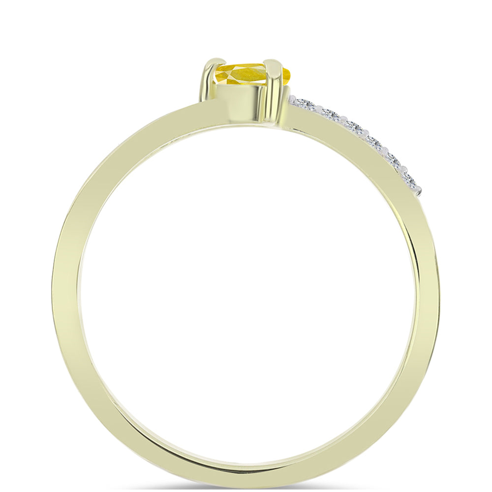 Pozlacené Stříbro 925/1000 - Prsten s Roseberským Žlutým Safírem a Bílým Topazem - Karátové číslo: 0.38. přibližná hmotnost: 1.6 gramů 3 