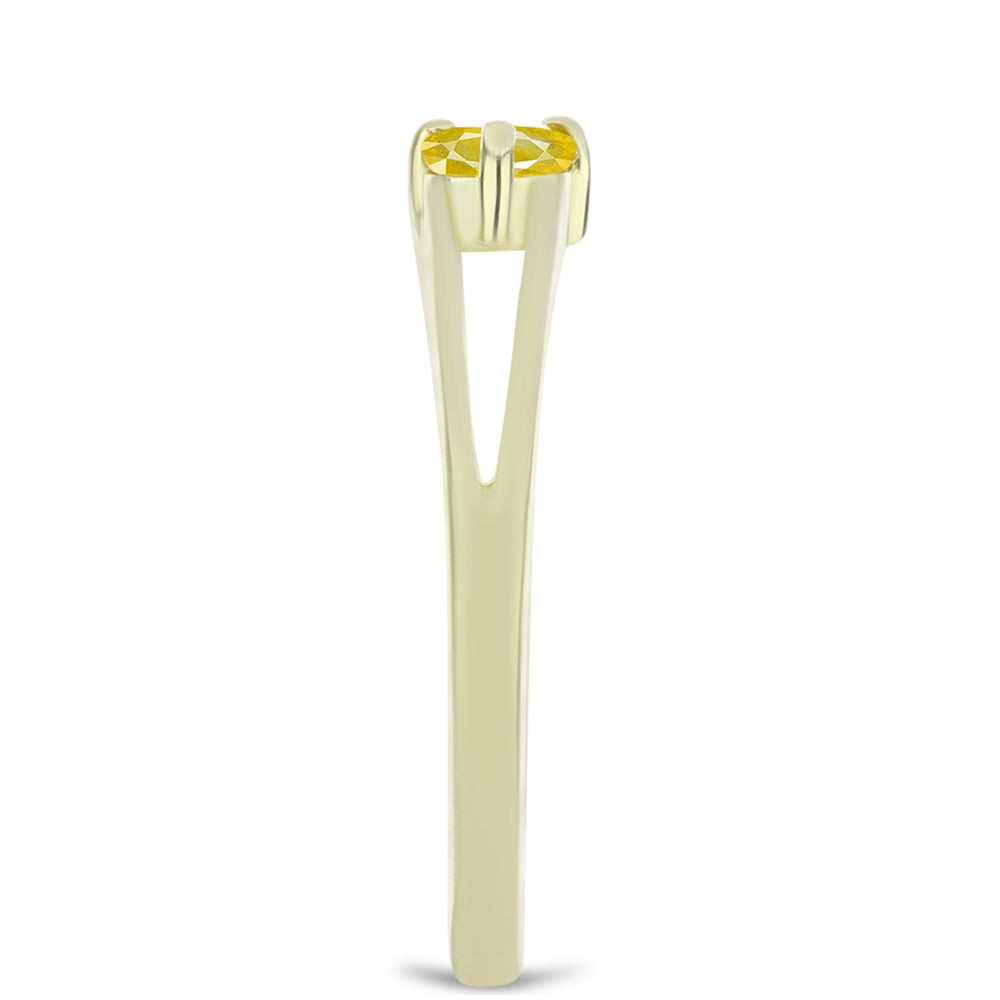 Pozlacené Stříbro 925/1000 - Prsten s Roseberským Žlutým Safírem a Bílým Topazem - Karátové číslo: 0.38. přibližná hmotnost: 1.6 gramů 4 