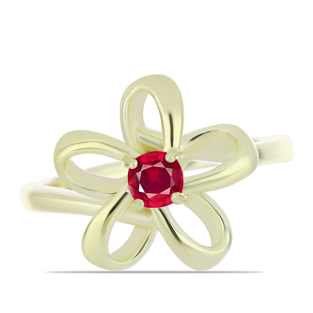 Pozlacené Stříbro 925/1000 - Prsten s Madagaskarským Rubínem - Karátové číslo: 0.35. přibližná hmotnost: 3.07 gramů 1 