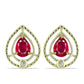 Pozlacené Stříbro 925/1000 - Náušnice s Madagaskarským Rubínem a Bílým Topazem - Karátové číslo: 1.95. přibližná hmotnost: 2.79 gramů